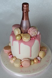 prosecco 30th birthday drip cake